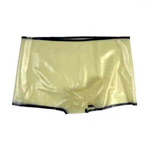 Underbyxor Monnik Latex Boxer Breifs tätt underkläder med 18 cm mantel stretch trosor shorts för festklubb bär bodysuit 0,4 mm