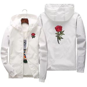 Designer Rose Jacket Trench Men's and Women's Jackets New Fashion White Rose och Black Rose Outerwear Sports Casual Ytterkläder