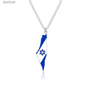 Other I Love Israel Map Flag Hexagram Star Ethnic Style Stainless Steel City Pendant Necklace Men Women Blessing Gift Chain JewelryL242313