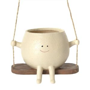 Planters Swing Face Planter Pot Unique Resin Plant Face Pot Indoor Outdoor Plants With Drainage Hole Pot Wall Planter Desktop Decoration