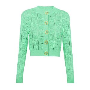 Vinatge 2024 Black/White/Green Sticking Longeples O Neck Buttons Women's Jacket Designer High End Cardigans 3135