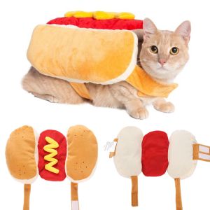 衣料品猫ハロウィーンコスチュームおかしなホットドッグドレスアップペットスフィンスパピーコスプレパーティーギフト子猫暖かいダックスフンド服の服