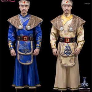 Palco desgaste interior mongólia roupas homens étnico minoria dança vestido tibetano dança trajes de desempenho robe mongol