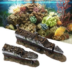 Decorations Aquarium Fish Tank Polyresin Titanic Boat Ship Wreck Ornament Fish Tank Aquarium Pet Underwater Decor Viewing Decorations