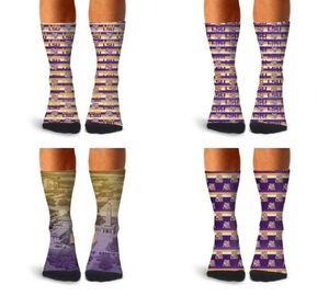 Man LSU Tigers Football Basketball Purple and Gold Crew Socks Bawełniany retro lekki bieganie fantazyjne czarne białe krawat farbowanie Footba2924793