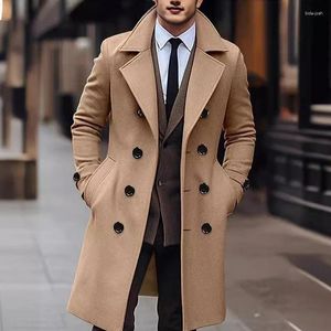 Trench da uomo Cappotto invernale da uomo a maniche lunghe in lana addensata High Street Giacca a vento monopetto con risvolto 2024 Giacca oversize di moda