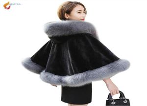 Women039S Fur Faux Novelty Women Imitation Cape Shawl Cot with Short Poncho Cloak Parka Hooded Winter Collection G7493305224