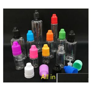 Bottiglie da imballaggio Bottiglia per ago per animali domestici all'ingrosso Contagocce in plastica da 5 ml Trasparente 5 ml E Liquido per E-Juice 13 colori Consegna a goccia Ufficio Scuola Dhnsf