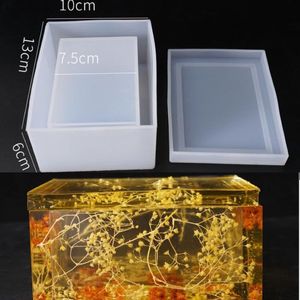 Ny transparent silikonform torkad blommhart dekorativ hantverk DIY -lagringsvävnadslåda Mögel Epoxiformar för smycken Q1106252B