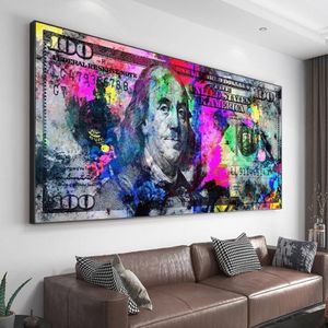 Pinturas inspiradores dólares impressão 100 dólar cartaz dinheiro arte bill dinheiro lona sala de estar decoração parede picture294t