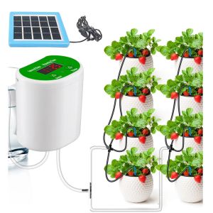 Kit Sistema timer pompa acqua irrigazione intelligente Dispositivo automatico di irrigazione solare Ricarica ugelli gocciolanti per piante in vaso