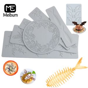 Caligrafia meibum abelha osso de peixe ramos folhas padrão açúcar artesanato almofada de silicone fondant bolo molde sobremesa decoração chocolate tapete de renda