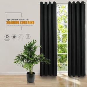 Curtains Grommet Solid Blackout Curtains for Bedroom and Living Room Window Drapes Thermal Insulated Room Darkening Curtains