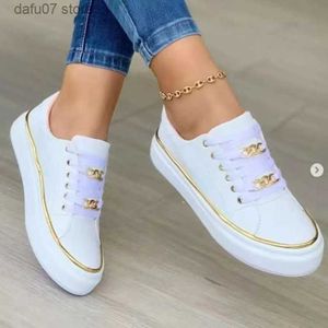 Dress Shoes Casual Shoes Large size 23 thick sole chain sports style low top single shoes for womens leather front lace up casualH240313