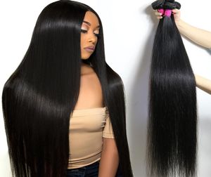 Brazilian Virgin Hair 30 32 34 36 40 Inches Straight Bundles Unprocessed Body Wave Human Hair Weaves Water Deep Wave Human Hair Ex6434513