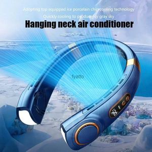 Electric Fans Portable Neck Fan USB Charging 5-speed Silent Air Cooling LED Digital Display Vaneless MiniH240313