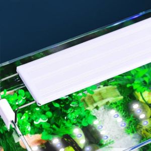 Iluminações super brilhante lâmpada led luz de aquário para plantas aquáticas crescer tanque de peixes clipe extensível rgb lâmpada à prova d' água 220240v 20 ~ 70cm