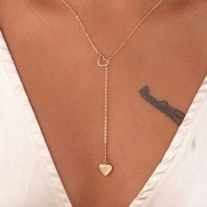 Pendant Necklaces New Fashion Trendy Jewelry Copper Heart Chain Link Necklace Boho Pendants Gift for Women Girl L24313