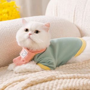 Giyim Pet Kıyafetleri Sonbahar Kış Paltosu kapüşonlu kedi köpek kıyafetleri eşarp ayı tabanla iki ayak dip gömlek yavru yavru kedi kıyafetleri