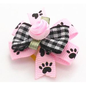 Hundkläder 100 st mycket katt hår bågar små tillbehör rosa blommor grooming gummiband265m