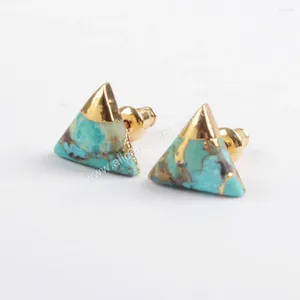 Stud Earrings 5Pairs Mini Triangle Geometry Natural Turquoise Stone Piercing Earring Fashion Jewelry Accessories For Women