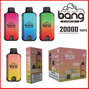 BANG 20K VAPES 2000 Puffs Oryginalne jednorazowe ładowanie Vape Type-C 28 ml wstępnie wypełnione kapsułki z Ejuice Indiator 16 Smaki 0, 2, 3, 5% E Vaper