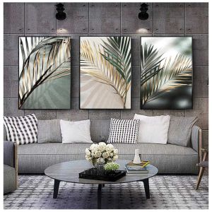 Caligrafia Golden Palm Leaf Plant Canvas pintando