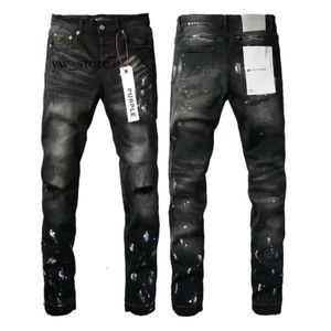 Jeans roxo designer masculino jeans roxo homem preto high street pintura graffiti jeans roxo para homem padrão danificado rasgado calças magras conforto calças jeans 8774