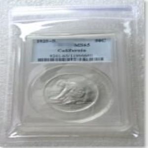 USA: s mynt 1925-S MS65 Kalifornien Jubilee Half Dollar Silver Coins Currency Senior Transparent Box 2878