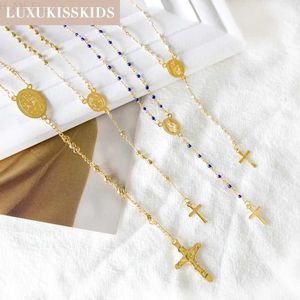 Другие LUXUKISSKIDS Четки Бусины Христианские Ожерелья Иисус Длинные Цепи Для Женщин/Мужских Крестов Подвески Стальные Христианские Ювелирные Изделия Молитва L24313