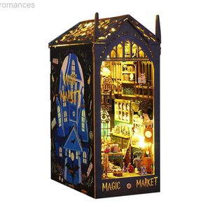 3D Puzzles DIY Book Nook Kits em miniatura para adultos 3D Puzzle de madeira Kit de casa em miniatura para livro Nook Shelf Insert Decor 240314