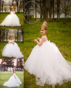 Vestidos de menina de flor branca de noiva em miniatura com trem destacável crianças pequenas meninas vestido de casamento festa de baile vestidos de menina concurso dres9261328