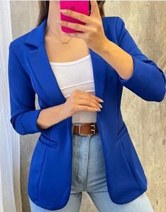 Dünne Frauen Chic Büro Dame Keine Schnalle Blazer Vintage Mantel Herbst Mode Revers Kragen Langarm Damen Oberbekleidung Stilvolle Tops 240229