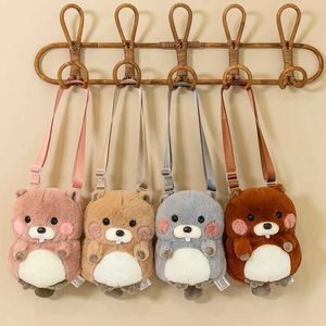 Zaini di peluche Cartone animato carino criceto Peluche Borsa a tracolla Portamonete per bambini Borsa di peluche Kawaii Ragazze Peluche Zaino di pelucheL2403