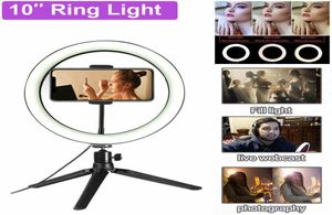 10inch 26cm Dimmabable LED stüdyo kamera selfie lambası ışık telefonu ışık lambası Tiktok için tripod ile hafif lamba aro de luz9736380