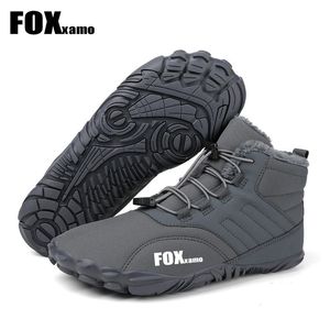 Fox Xamo Cycling Snow Boots Waterproof Men Winter Barefoot Ankle Boots 36-47 Par utomhus vandringskor Päls varma plyschstövlar 240312