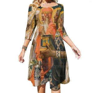 Casual Dresses Joseph Christian Leyendecker Christmas 1900 Three Wise Men Square Neck Dress Plus Size Elegant Women Waist Tight