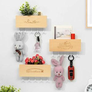 Vintage Engraving Key Holder Home Accessories Wall Coat Rack Organization Storage Box Shelves Room Organizer Home Decor Hooks 240305