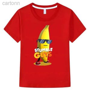 Camisetas Stumble Guys Camisetas Meninas Meninos Cartoon Banana Casual Manga Curta Tops Crianças Stumble Guys Jogos Camisetas y2k meninas meninos roupas ldd240314