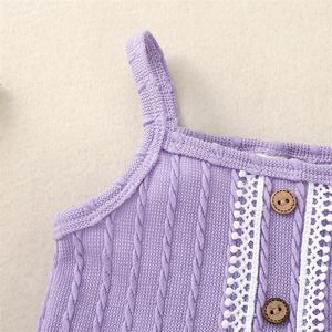 Kleidung Sets Baby Mädchen 2PCS Shorts Ärmellose Spitze Trim Knopf Leibchen Einfarbig PP