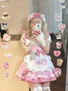 Basic Casual Dresses Japanese Lolita Kawaii Midi Dresses Women 2023 Cat Cosplay Bow Short High waist roupas Feminina Vestidos Cortos Y2k Party DressL2403