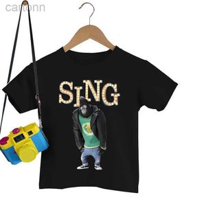 T-Shirts Johnny Gorilla Sing T-Shirt Kids Sing Filmler Tshirts Yaz Kısa Kollu Top Hip Street Giyim Erkek Kızlar Harajuku Moda Tees LDD240314