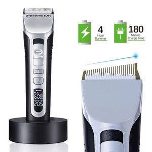 Professionell hår Clipper Ceramic Blade Hair Trimmer LCD Display Strong Power Salon Barber Hair Cutting Machine för män 240301