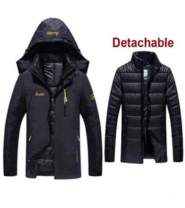 6xl plus size masculino 3 em 1 jaqueta com forro para baixo roupas ao ar livre masculino térmico quente trekking caminhadas acampamento esqui escalada casacos t12053970