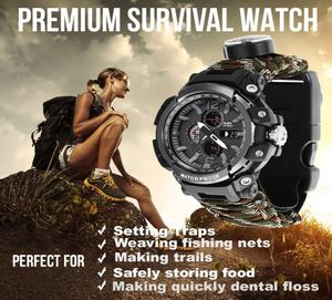 Outdoor Survival Watch Multifunctional Military Waterproof 50M Emergency Gear Paracord Bracelet Watch for Men Camping Hiking8472152