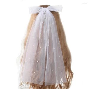 Scarves Bridal Veil Bride Elaborate Tulle Pearls Bow Short Bachelorette Party Hen Head Scarf