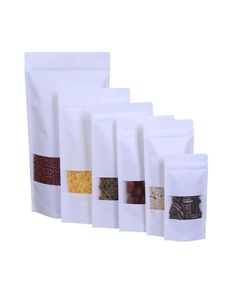 Kitchen White kraft paper bags self sealing bag snack candy food packaging bags Storage Bag Stand Up Packaging sealed bag 90529772985