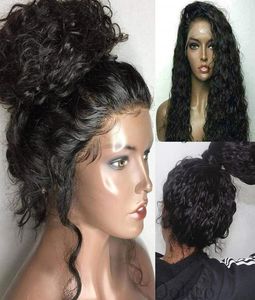 Perucas dianteiras de renda macia marrom preto sem cola longo encaracolado onda resistente ao calor peruca de renda sintética natural cabelo do bebê preto feminino pr3787463