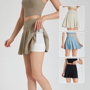 Tennis Skirts Pleated Yoga Skirt Gym Clothes Women Running Fitness Golf badminton Pants Shorts Sports Back Waist Pocket