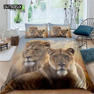 Установите Home Living Luxury 3D Lion Set Set Set Удобный одеял для детской постельные принадлежностя